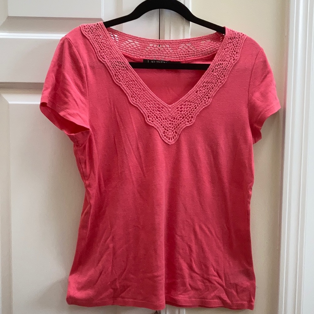 100% Cotton Tee in a pale orange color